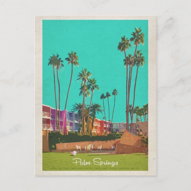 Carte Postale Vintage Palm Springs Voyage d'été (Devant)