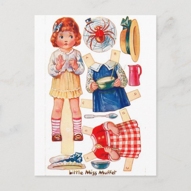 Carte postale vintage Paperdoll Little Miss Muffet (Devant)