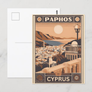 Carte Postale Vintage Paphos City, Chypre cadeau souvenir