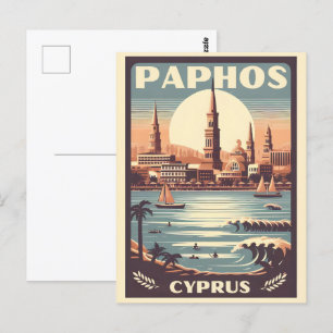 Carte Postale Vintage Paphos City, Chypre cadeau souvenir