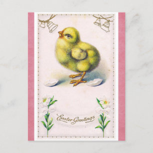 Carte Postale Vintage Pâques salutations mignonnes Chick de prin