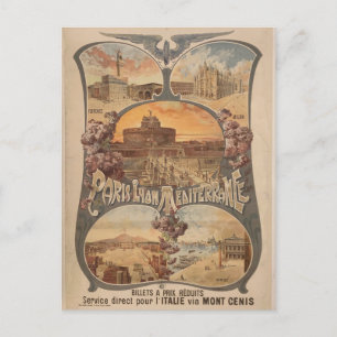 Carte Postale Vintage Paris Lyon France Tourisme