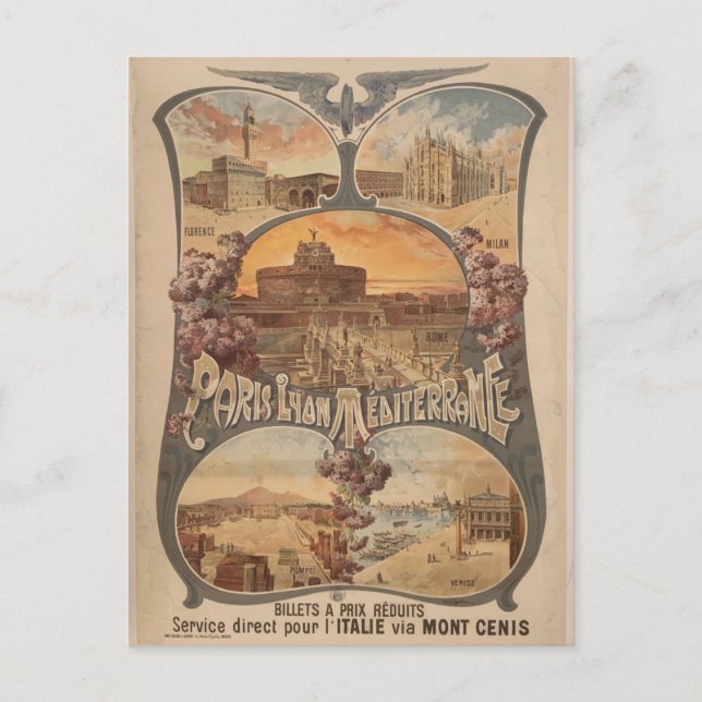 Carte Postale Vintage Paris Lyon France Tourisme (Devant)