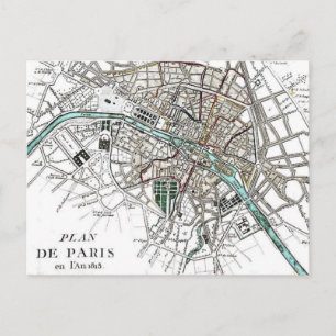 Carte Postale Vintage Paris Map