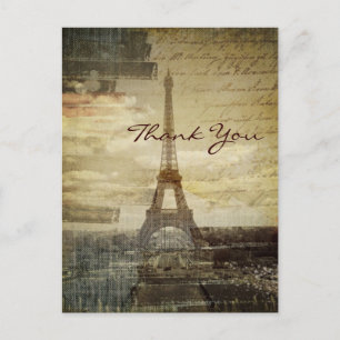 Carte Postale vintage Paris Tour Eiffel Mariage merci