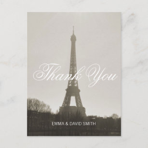 Carte Postale Vintage Paris Tour Eiffel Mariage Merci