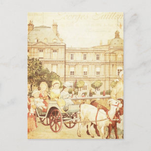 Carte Postale Vintage Paris Victorien Enfants Livre d'Histoire C