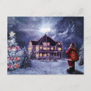 Carte Postale Vintage Pays Noël Cabine vacances
