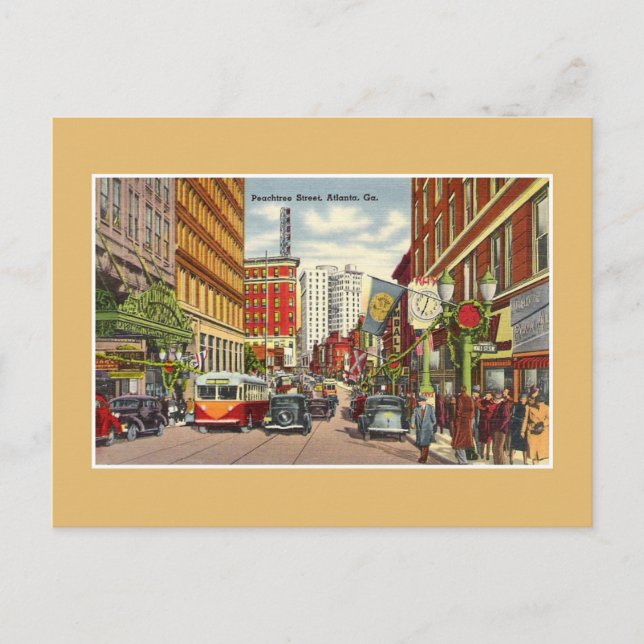 Carte Postale Vintage Peachtree Street Atlanta GA (Devant)