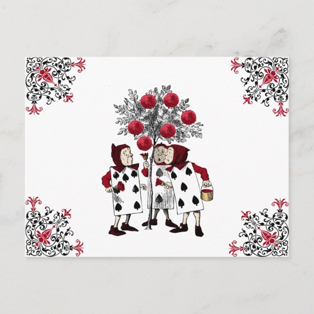 Carte Postale Vintage peinture rouge Rose (Devant)