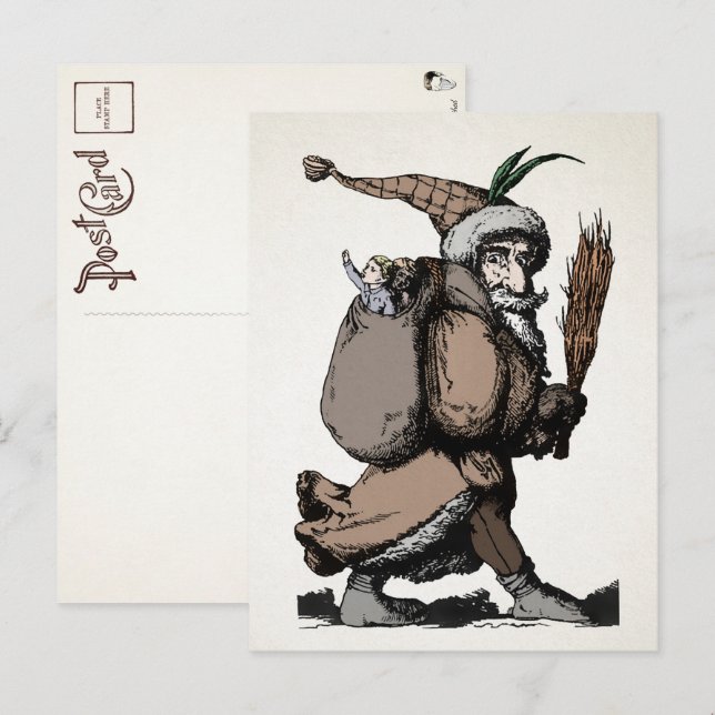 Carte postale vintage Pere Fouettard (Devant / Derrière)