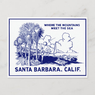 Carte Postale Vintage Père Noël Barabara Californie