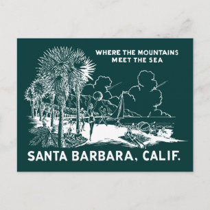 Carte Postale Vintage Père Noël Barabara Californie