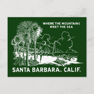 Carte Postale Vintage Père Noël Barabara Californie