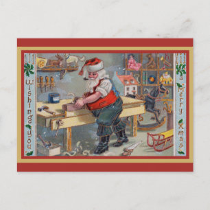 Carte Postale Vintage Père Noël Joyeux voeux de Noël