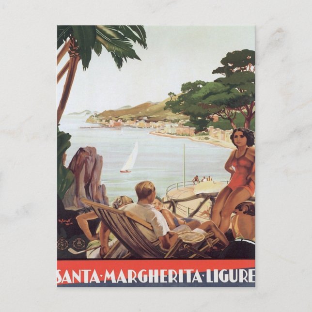 Carte Postale Vintage Père Noël Margherita Ligure (Devant)