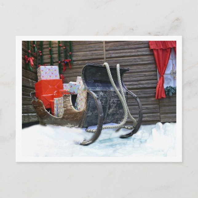 Carte postale vintage Père Noël Sleigh (Devant)