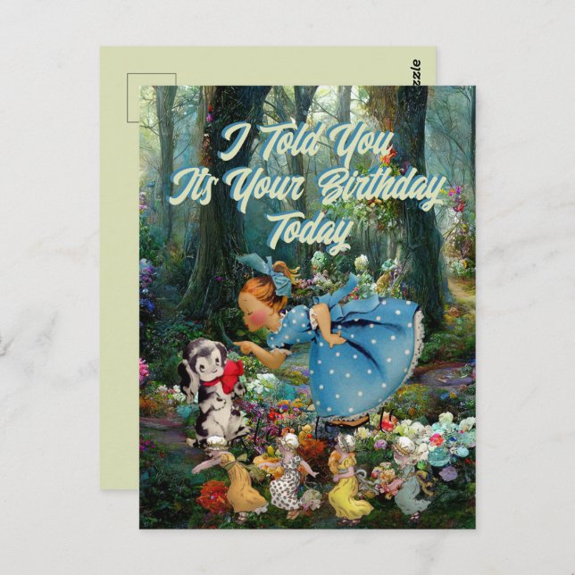 Carte postale vintage petite fille au chien d'anni (Devant / Derrière)