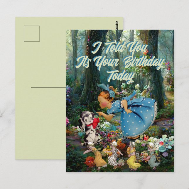 Carte postale vintage petite fille d'anniversaire  (Devant / Derrière)