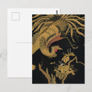 Carte Postale Vintage Phoenix Gold Black Bird japonais