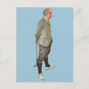 Carte Postale Vintage Phrenologie Tête Golfeur