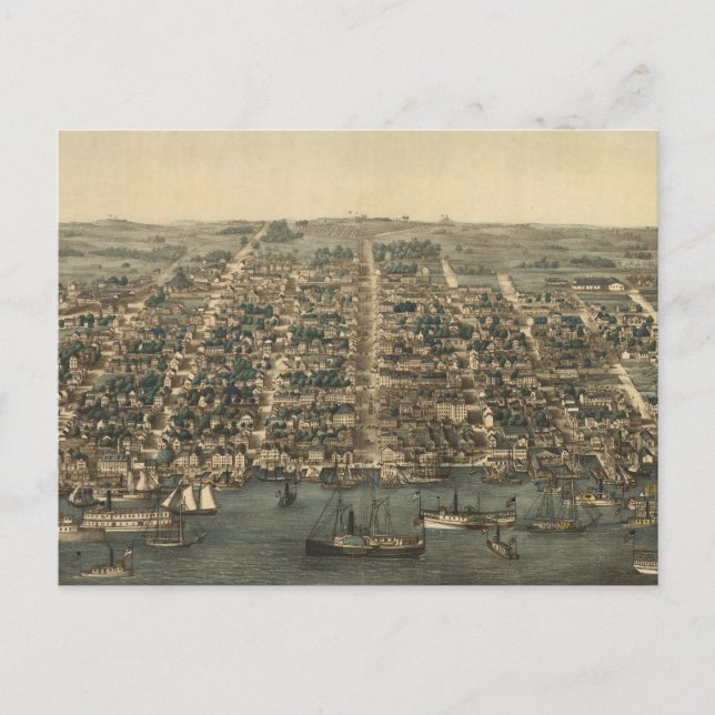 Carte Postale Vintage Pictorial Map of Alexandria VA (1863) (Devant)