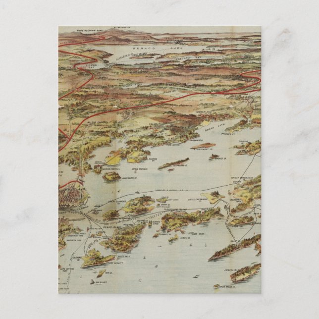 Carte Postale Vintage Pictorial Map of Portland (Devant)