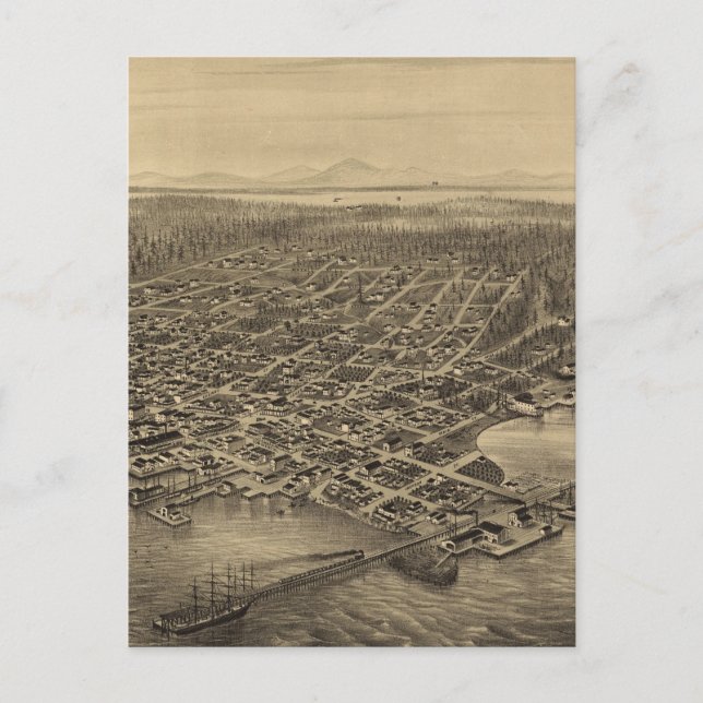 Carte Postale Vintage Pictorial Map of Seattle (Devant)