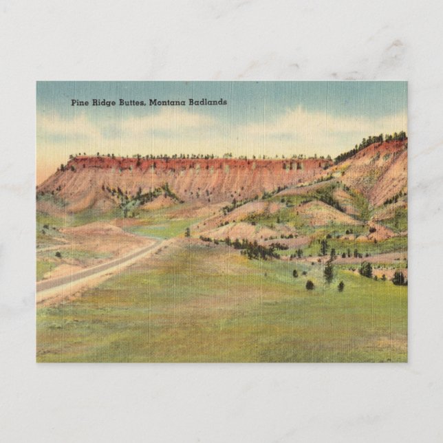 Carte Postale Vintage, Pine Ridge Buttes, Montana, Badlands (Devant)