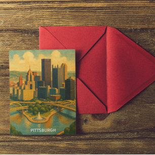 Carte Postale Vintage Pittsburgh Pennsylvania Skyline