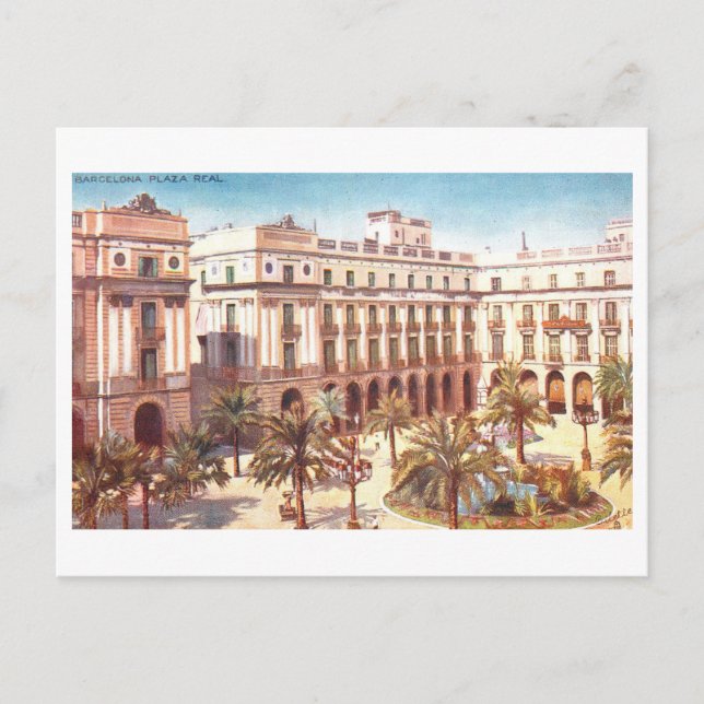 Carte Postale Vintage Plaza Real, Barcelone, Espagne, (Devant)