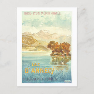 Carte postale vintage PLM Railway Lac D'Annecy