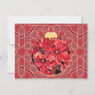 Carte Postale Vintage Poinsettia Flowe Red Christmas Post Card
