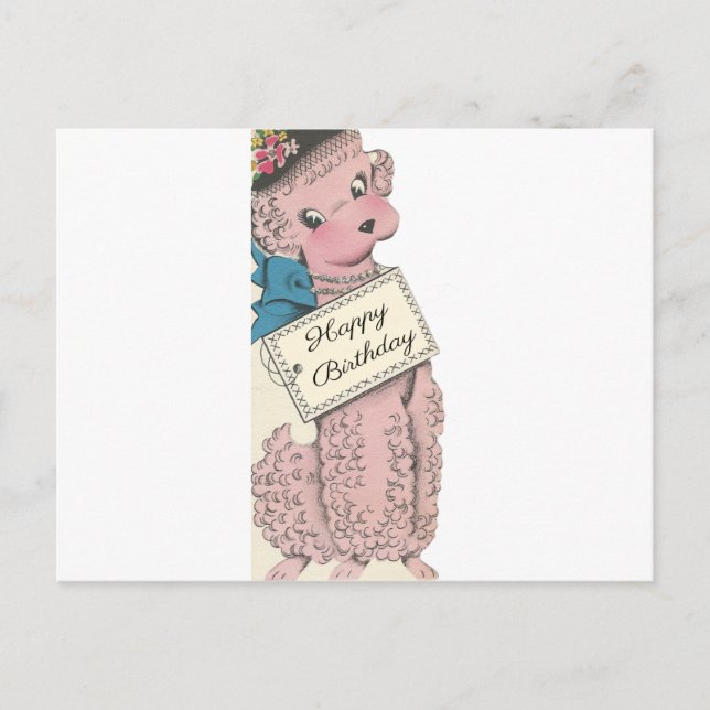 Carte Postale Vintage Poodle Joyeux Anniversaire (Devant)