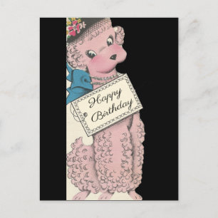 Carte Postale Vintage Poodle Joyeux anniversaire