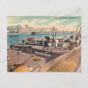 Carte Postale Vintage, Port d'Albany, Albany, New York