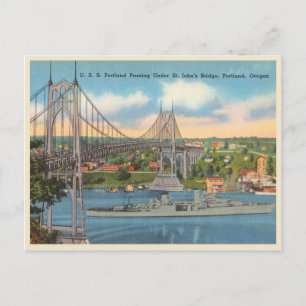 Carte Postale Vintage Portland Oregon At. John's Bridge