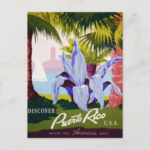 Carte Postale Vintage Porto Rico Travel - Art Déco Tropical