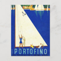 Vintage Portofino Bleu Mer Blancs Tourisme