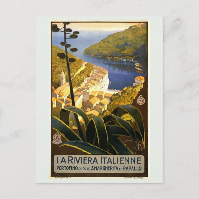 Carte Postale Vintage Portofino Italie Riviera italienne Voyage (Devant)