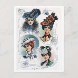 Carte postale vintage pour dames en Casquette