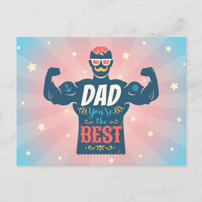 Carte postale vintage pour Fête des pères. (Devant)