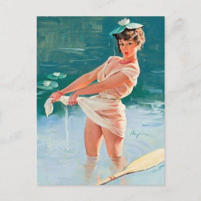 Carte postale vintage pour fille (Devant)