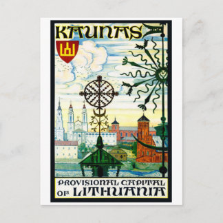 Carte postale vintage pour Kaunas, Lituanie