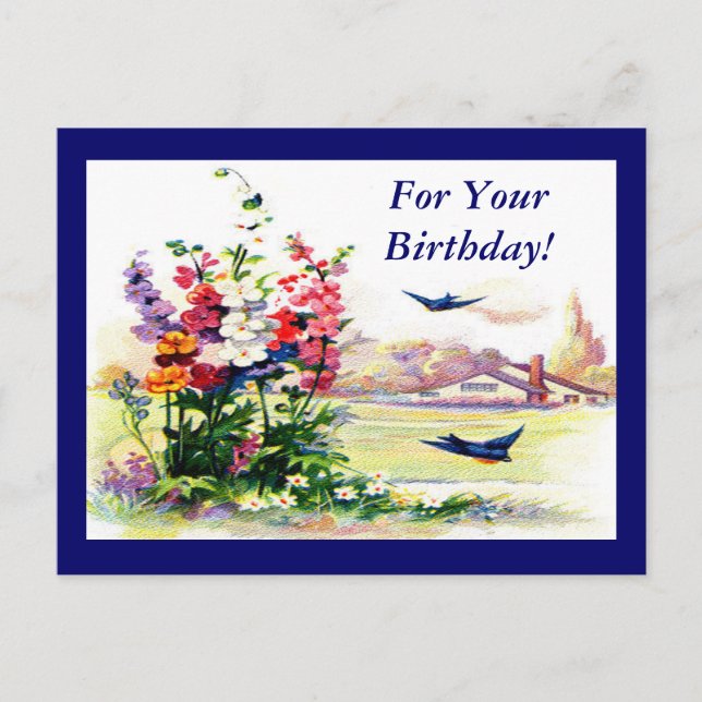 Carte Postale Vintage pour votre anniversaire (Devant)