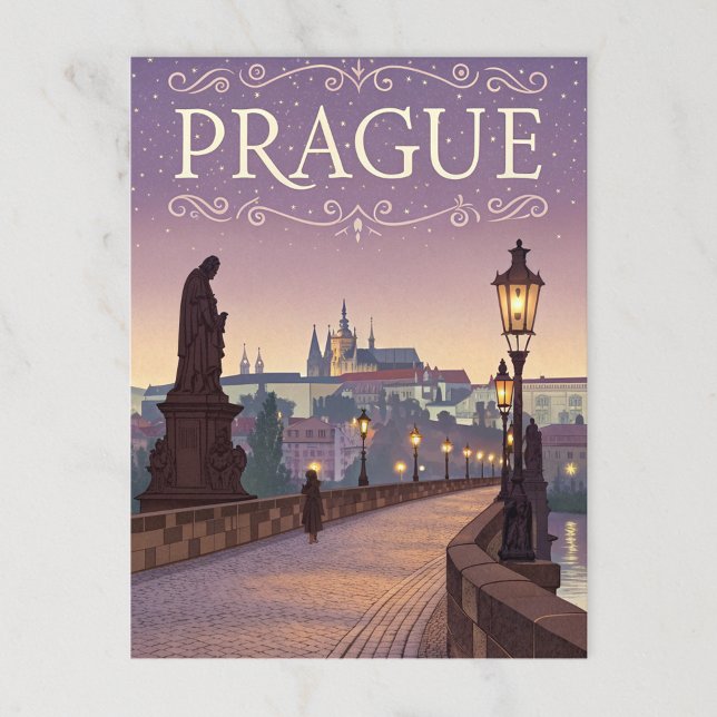 Carte Postale Vintage Prague Charles Bridge Sunset (Créateur téléchargé)