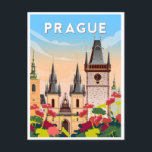 Carte Postale vintage prague République tchèque République tchèq<br><div class="desc">vintage,  rétro,  voyage,  moderne,  aquarelle,  prague,  République tchèque,  République tchèque,  tourisme, </div>
