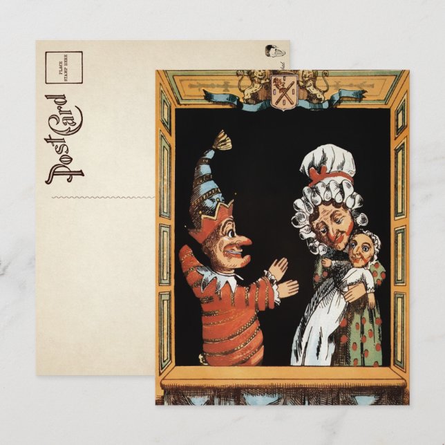 Carte postale vintage Punch et Judy Show (Devant / Derrière)