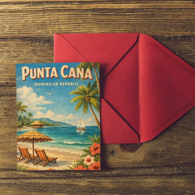 Carte Postale Vintage Punta Cana Dominican Republic Rustic  (Vintage Punta Cana Dominican Republic Rustic Postcard)