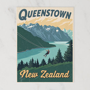 Carte Postale Vintage Queenstown Nouvelle-Zélande Aventure